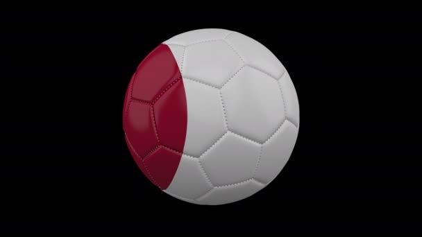 Balón de fútbol con bandera de Japón, bucle alfa — Vídeos de Stock