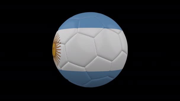Μπάλα ποδοσφαίρου με σημαία Αργεντινή, βρόχος άλφα — Αρχείο Βίντεο