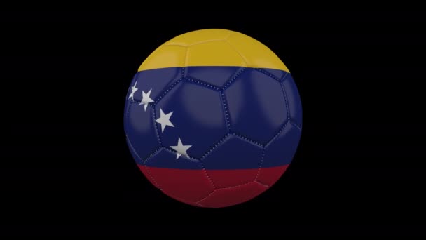 De bal van het voetbal met vlag Venezuela, alpha-lijn — Stockvideo