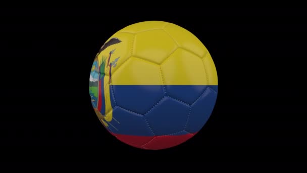 Bola de futebol com bandeira Equador, loop alfa — Vídeo de Stock