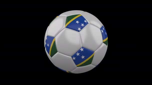 Pallone da calcio con bandiera Isole Salomone, 4k con alfa, loop — Video Stock