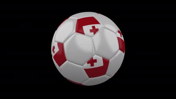 Fußball mit Flagge tonga, 4k mit Alpha, Schlaufe — Stockvideo