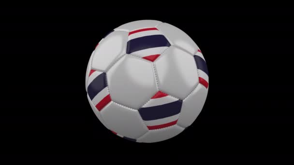 Bola de futebol com bandeira Tailândia, loop, 4k com alfa — Vídeo de Stock