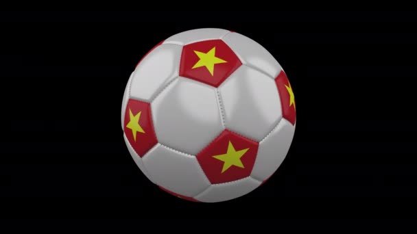 Fotbalový míč s vlajkou Vietnam, smyčka, 4k s alfa — Stock video