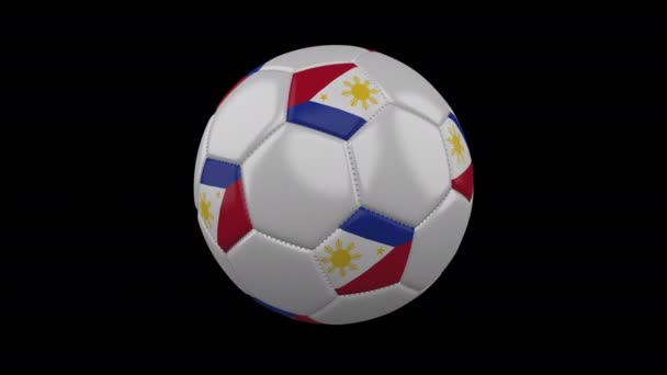 Μπάλα ποδοσφαίρου με σημαία Φιλιππίνες, βρόχος, 4K με άλφα — Αρχείο Βίντεο