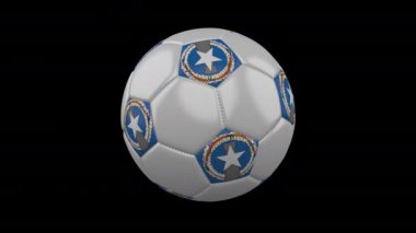 Bayrak ile futbol topu Kuzey Mariana Adaları, döngü, 4k Alfa