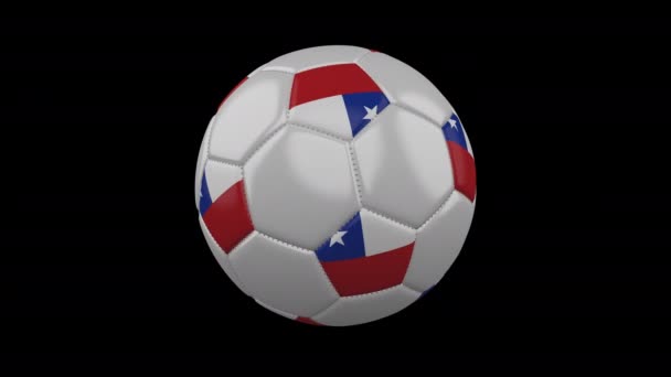 Balón de fútbol con bandera Chile, loop, 4k alpha — Vídeo de stock