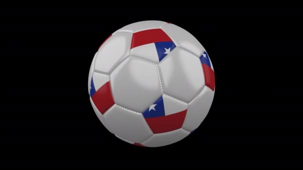 Soccer ball with flag Chile, loop, 4k alpha — Stock Video