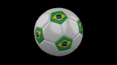 Bayrağı Brezilya, döngü, 4k alfa ile futbol topu