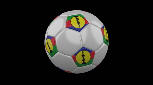 Piłka nożna z flagą Nowa Kaledonia, renderowanie 3D — Zdjęcie stockowe