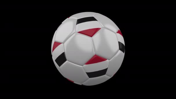 Футбольный мяч с флагом Йемена, альфа-петля — стоковое видео