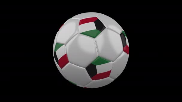 Ballon de football avec drapeau Koweït, boucle alpha — Video