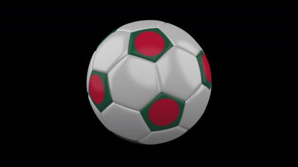 Ballon de football avec drapeau Bangladesh, boucle alpha — Video