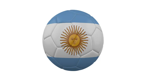 Pallone da calcio con bandiera argentina, isolato su sfondo bianco, 3d — Foto Stock
