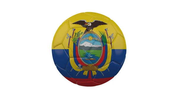 Fotboll med Ecuador flagga, isolera på vit bakgrund, 3D r — Stockfoto