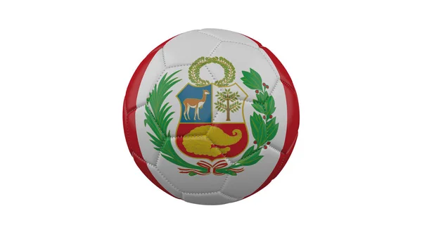 Fußball mit peru-fahne, isoliert auf weißem hintergrund, 3d rend — Stockfoto