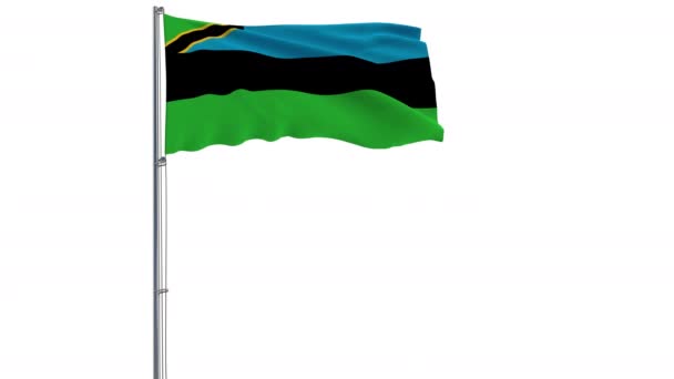 Flagga Zanzibar på vit bakgrund — Stockvideo