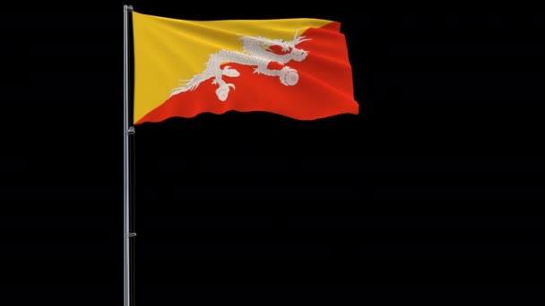 Flagge Bhutan auf transparentem Hintergrund, 4k prores 4444 Filmmaterial mit Alpha — Stockvideo