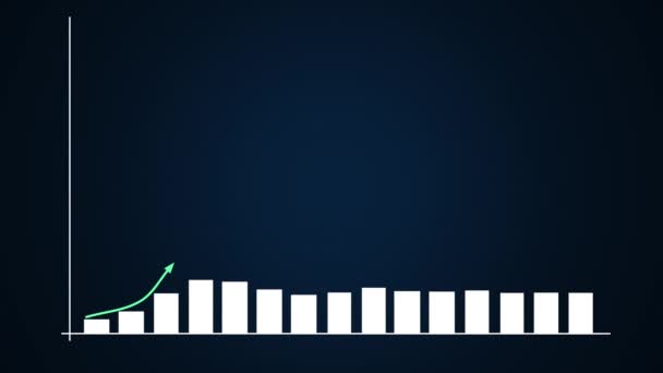 Gráfico de barras y gráficos ascendentes lineales en azul — Vídeo de stock