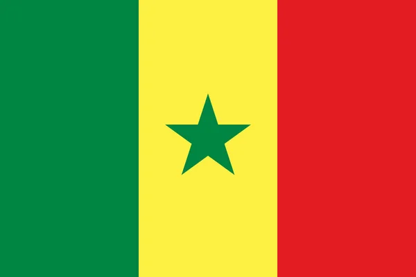 Vlajka Senegalu oficiální rychlostí a barvami, vektor — Stockový vektor