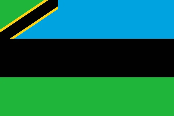 Flag Zanzibar dalam tingkat resmi dan warna, vektor - Stok Vektor