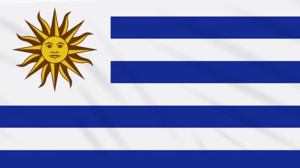 Uruguay flagga viftande trasa, bakgrund loop — Stockvideo