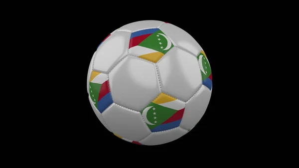 Piłka nożna z flagą Komorów, renderowanie 3D — Zdjęcie stockowe