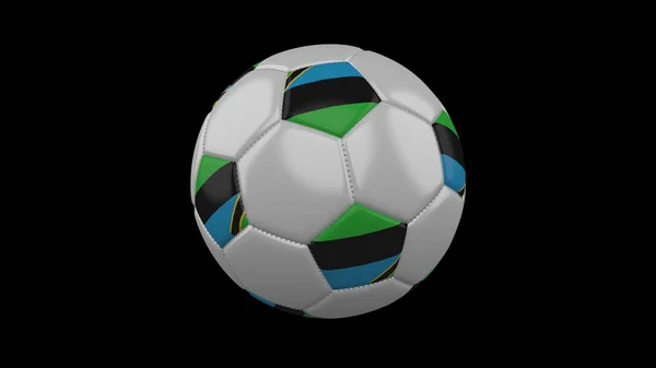 Piłka nożna z flagą Zanzibar, renderowanie 3D — Zdjęcie stockowe