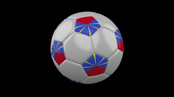 Fotbalový míč s vlajkou Réunion, prostorové vykreslování — Stock fotografie