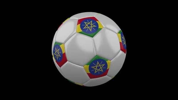 Fotbalový míč s vlajkou Etiopie, 3D vykreslování — Stock fotografie