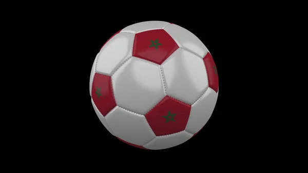 Fußball mit marokkanischer Fahne, 3D-Darstellung — Stockfoto