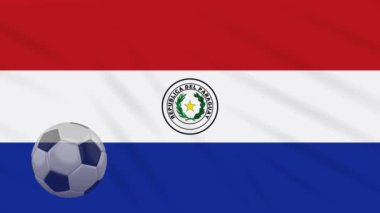 Paraguay bayrağı ve futbol topu sallanan bez fon karşı döner