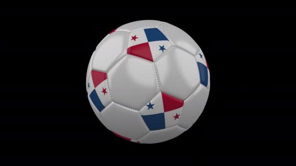 Pallone da calcio con bandiera Panama, 4k con alfa, loop — Video Stock