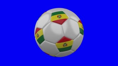 Mavi renk anahtar arka plan üzerinde Bolivya bayrağı ile Futbol topu, döngü