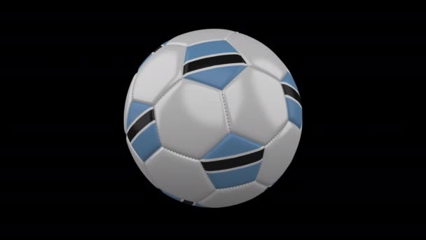 Balón de fútbol con bandera Botswana loop 4k con alfa — Vídeos de Stock