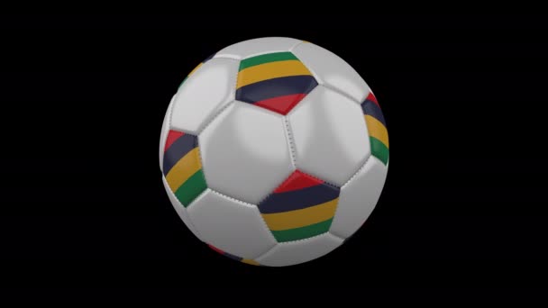 Piłka nożna z flagą Mauritius pętli 4K z Alpha — Wideo stockowe