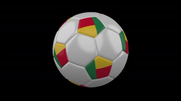 足球与国旗贝宁循环 4k 与阿尔法 — 图库视频影像
