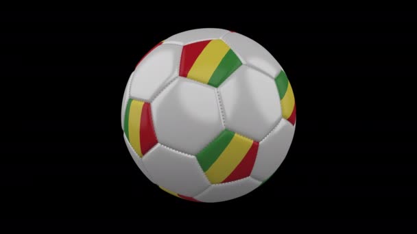 Balón de fútbol con bandera Congo bucle 4k con alfa — Vídeos de Stock