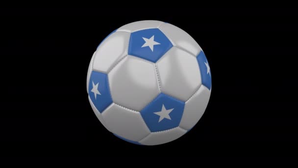 Soccer Ball met vlag Somalië lus 4k met alpha — Stockvideo