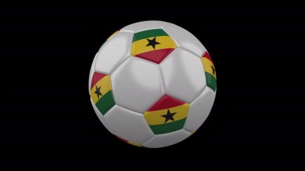 Balón de fútbol con bandera Ghana bucle 4k con alfa — Vídeo de stock