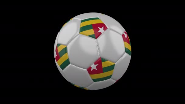 Ballon de football avec drapeau Togo boucle 4k avec alpha — Video
