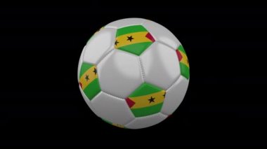 Bayrak Sao Tome ve Principe döngü 4k alfa ile Futbol topu