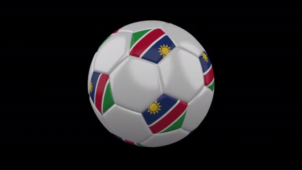 Balón de fútbol con bandera Namibia loop 4k con alfa — Vídeo de stock