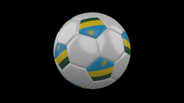 Fotbalový míč s vlajkou rwandské smyčky 4k s alfa — Stock video