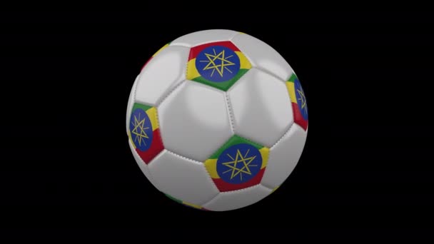 Bayrak Etiyopya döngü 4k alfa ile Futbol topu — Stok video