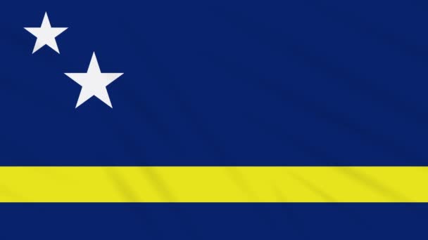 Curacao vlag zwaaiende doek, achtergrond lus — Stockvideo