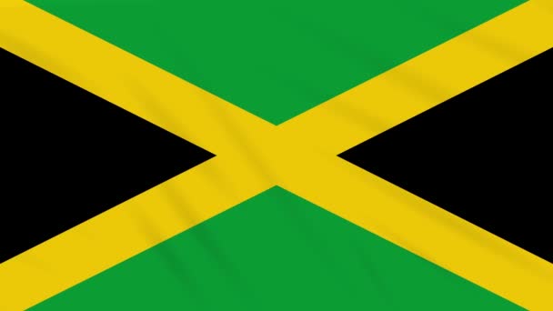 Bandera de Jamaica ondeando tela, bucle de fondo — Vídeo de stock