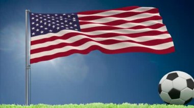 ABD bayrağı dalgalanıyor ve futbol ruloları