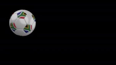 Bayrak Lı Futbol topu Güney Afrika, yavaş hareket bulanıklığı, alfa kanallı 4k çekim