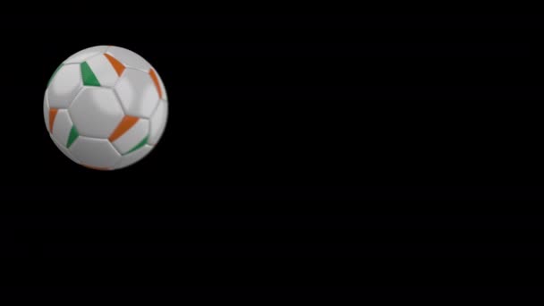 Soccer Ball met vlag Cote DIVOIRE-Ivoorkust, Slow Motion Blur, 4k beeldmateriaal met alfakanaal — Stockvideo